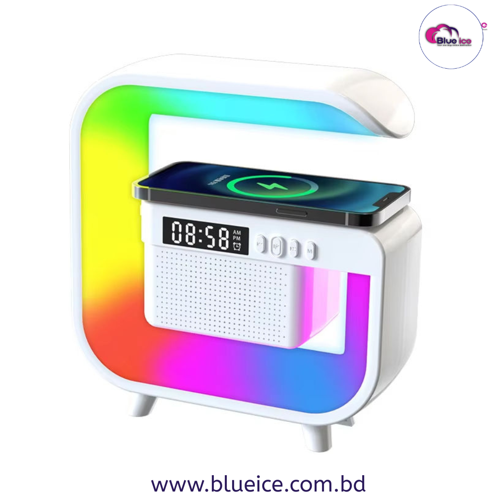 Bluetooth Speaker Colorful Lights Clock Wireless Charging