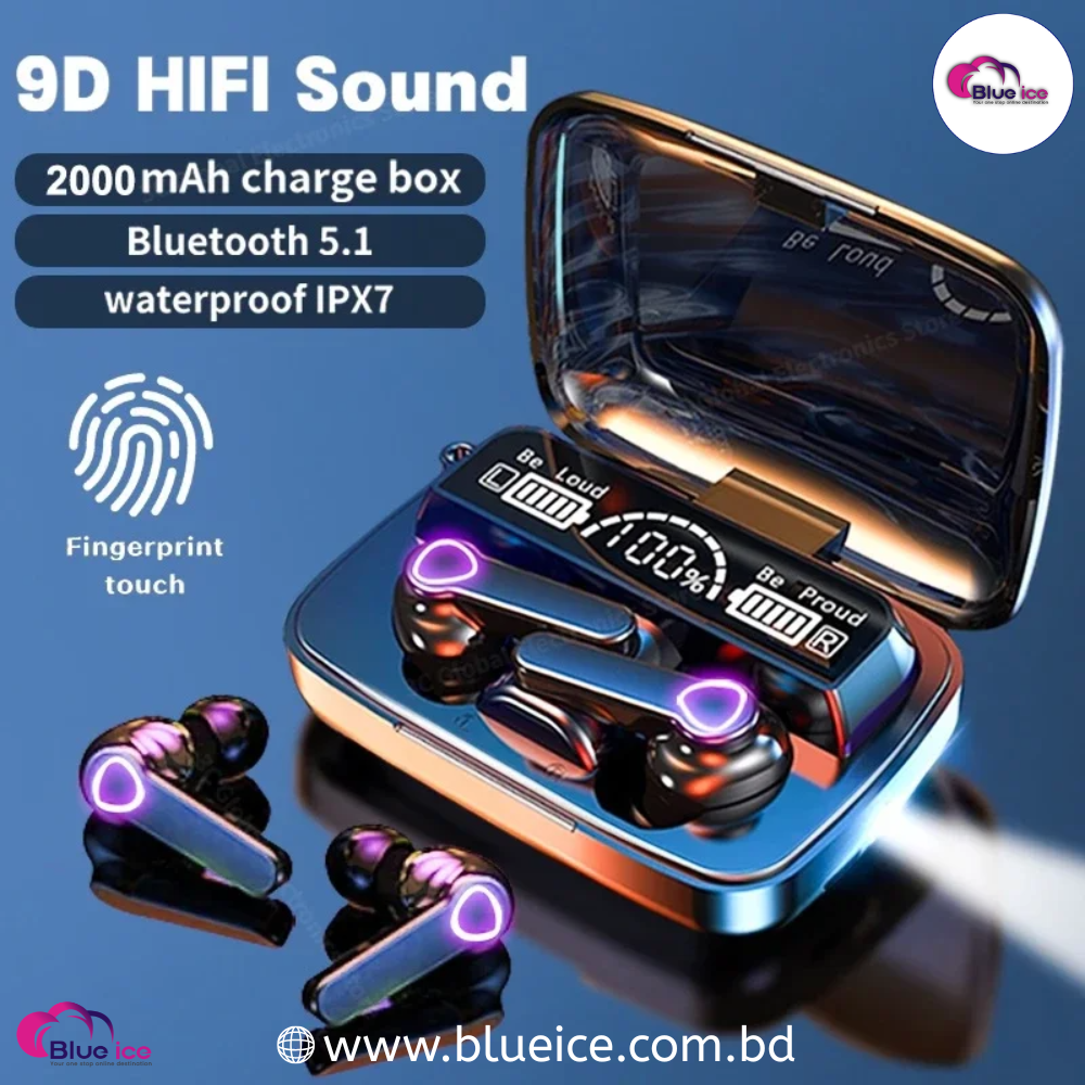 M19 TWS Earbuds Wireless Bluetooth | Deep Bass & Power Display