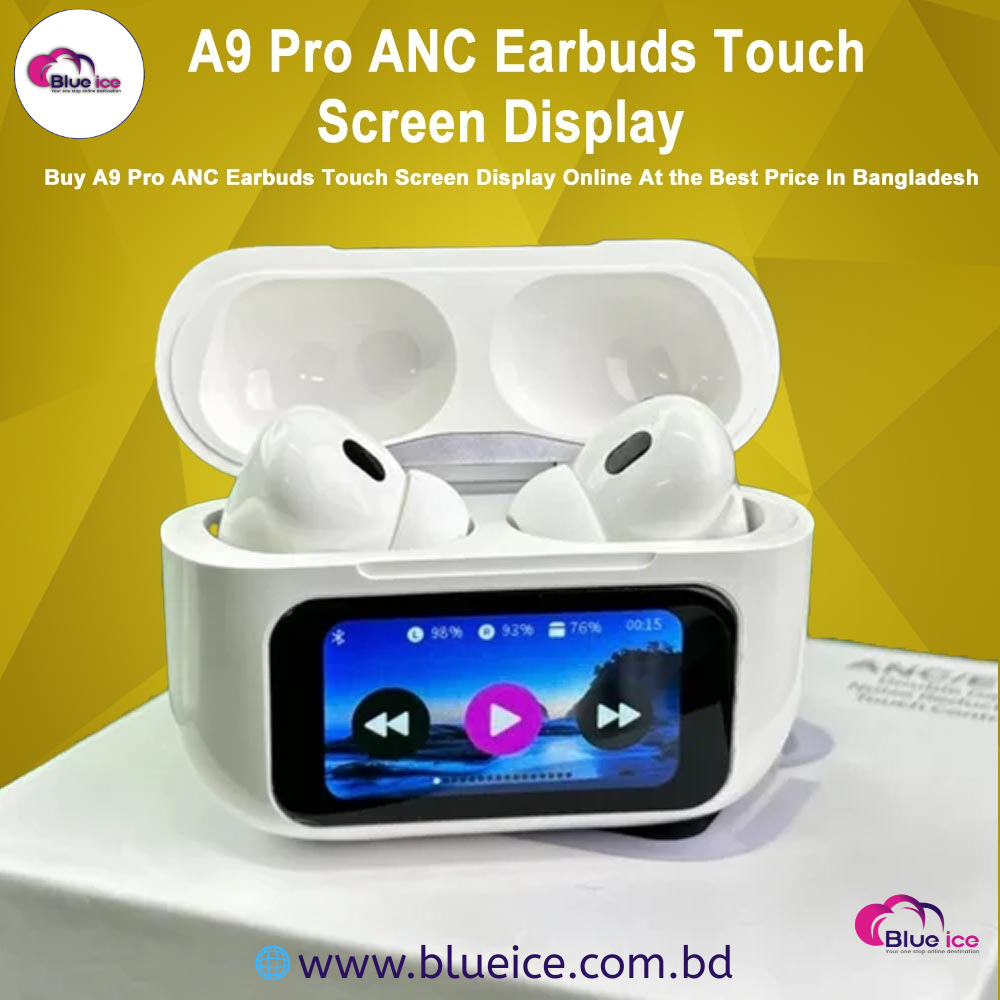 A9 Pro ANC Earbuds Touch Screen Display | Noise Cancelling Earbuds